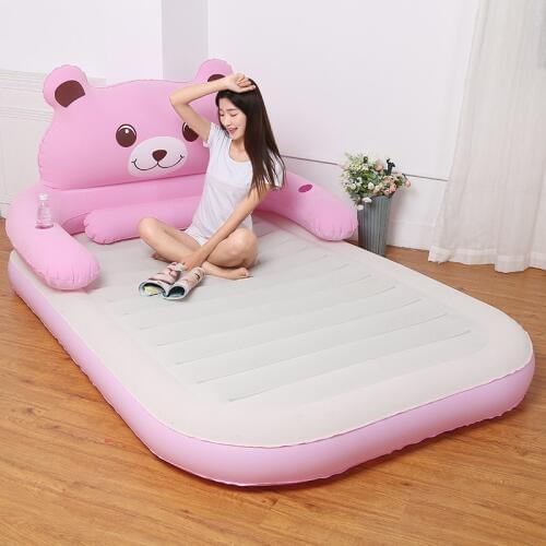 Pink/Gray Deluxe inflatable headboard air bed queen built in electric air pump King inflatable blow up sleeping mattress