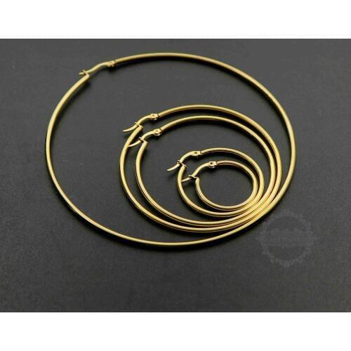 20-100MM Gold Tone Stainless Steel 2MM Wire Round Loop Shape Earrings Hoop DIY Earrings Supplies Findings 1705056