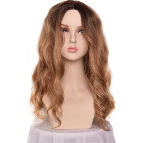 Synthetic Wigs Women Long Curly Ombre Brown Blonde Cosplay Wigs Heat Resistant Breathable