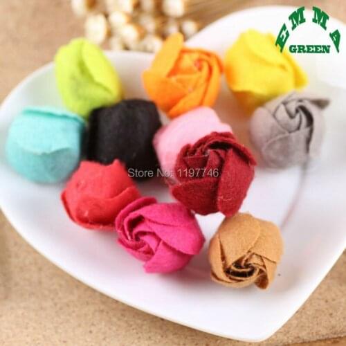Random MIX Colors Handmade Wool Felt Rose Flowers For DIY Jewelry Hairband Hair Bow Decoration Spring Flower 20x26mm 10pcs