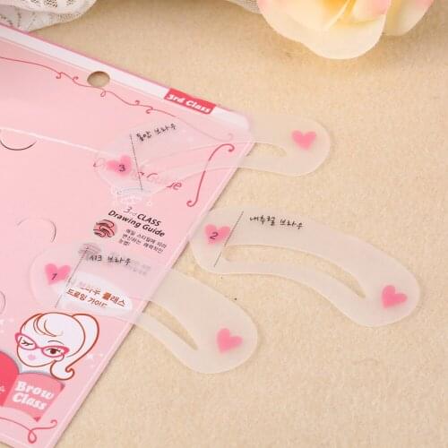 3pcs Set Magic Eye Brow Class Drawing Guide Eyebrow Stencil Card Template Helper