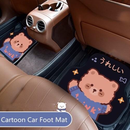 Four Seasons Cartoon Blue Sweater Bear Anti-dirty Anti-slip Protective Car Interior Accessories Car Foot Carpet Mat