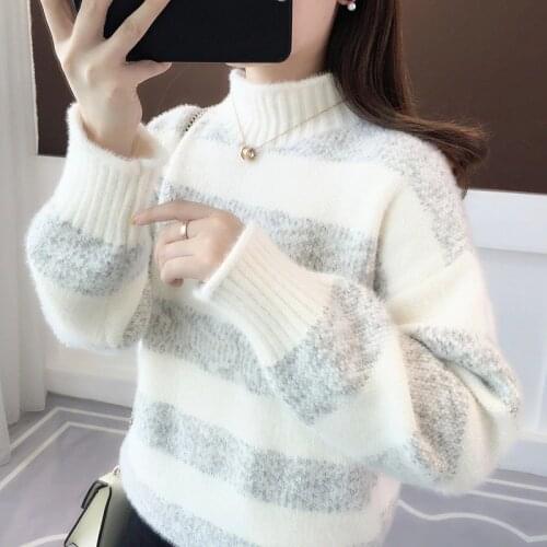 Bonjean Knitted Pullovers Female Jumper Turtleneck Winter Tops Casual Sweaters Women Shirt Long Sleeve Slim loose Sweater
