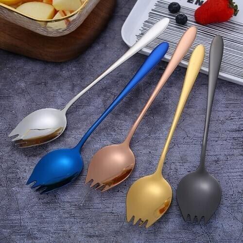 1pcs Kitchen 304 Stainless Steel Spoon 21.2*4.2cm Salad Serving Spoon Fork Dinning Server Cutlery Steel Utensils Salad Spoons