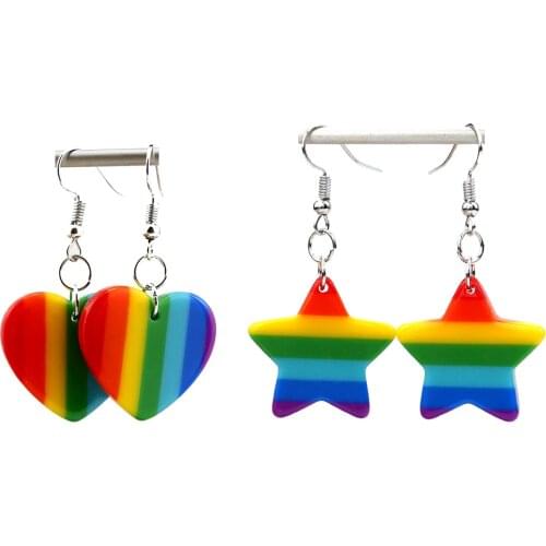 12 Pair LGBT Rainbow Earrings Gay Pride Charm Heart Dangle Earrings for Women Fashion Jewelry Brincos