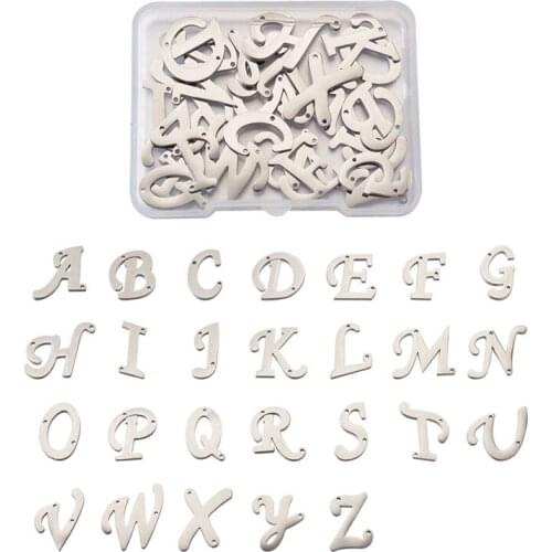 26 letters/set 304 Stainless Steel Links Connector Alphabet Initial Letter Letter A~Z for Jewelry Making DIY Bracelet Necklace