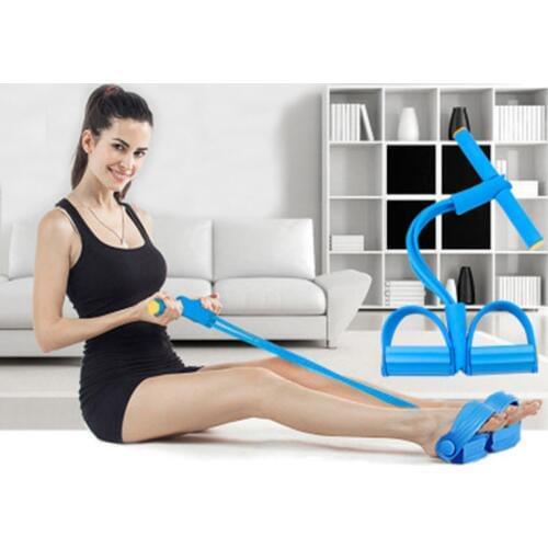 4 Tube Fitness Elastic Pull Rope Expander Foot Pedal Yoga Pilates Sports Sit-up Resistance Bands Latex Pedal Slimming Exerciser