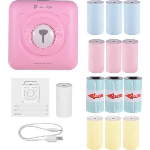 4 Options Mini Digital Cute Camera Pocket Cam with USB&Instant Paper 9 Rolls Color Thermal Paper+3 Rolls Adhesive Sticker Paper