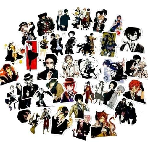 50Pcs Japanese Anime Bungo Stray Dogs Sticker For Refrigerator Suitcase Diary Scooter Cosplay Childrens Toy Graffiti Sticker