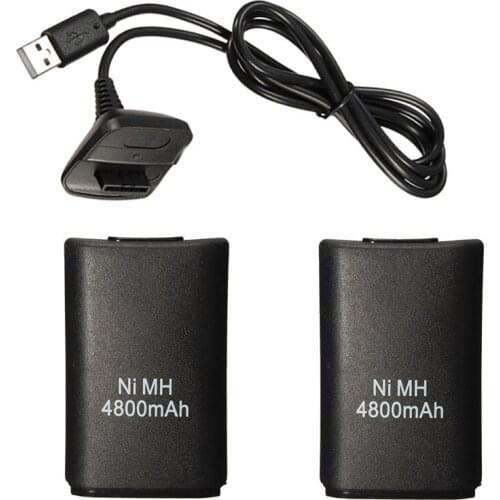 2Pcs 4800mAh Rechargeable Battery With 1 Charging Cable for Xbox 360 Gamepad Batteries Wireless Controller Battery Wholesale