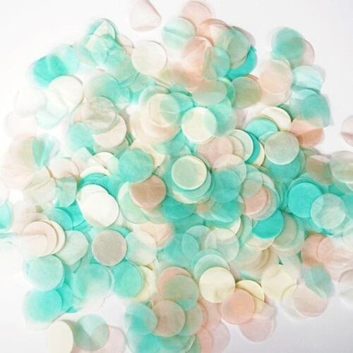 Freeship vintage 2.5 circle mint green peach white biodegradable tissue paper confetti wedding balloon party table decoration