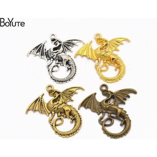BoYuTe Wholesale (15 Pieces/Lot) Metal Alloy 43*46MM with 3MM Hole Flying Dragon Pendant Diy Hand Made Jewelry Accessories
