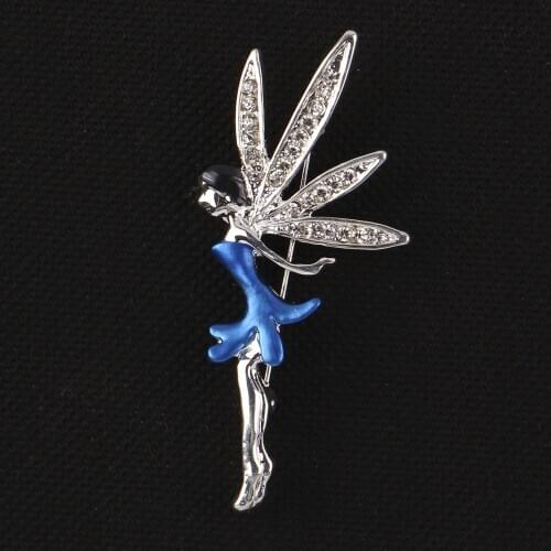 Chic Fairy Party Brooches Angel Ballet Dancing Girls Crystal Rhinestone Tiny Elf Coat Pins Fashion Jewelry Women Accessories