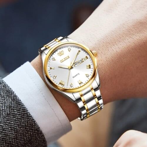 OLEVS Watch Men Luxury quartz Wristwatch Business Casual waterproof date Stainelss steel Bracelet Watches Montre homme gifts5563