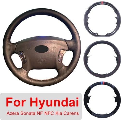 Car Steering Wheel Cover Customized For Hyundai Azera Sonata NF NFC 2005-2010 Kia Carens 2007-2011 Braid For Steering Wheel