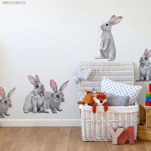 Color Wall Stickers For Kids Rooms Rabbits Christmas Home Decoration Accessories 2021 Bedroom Girl Vinyl Decorative 30*40cm