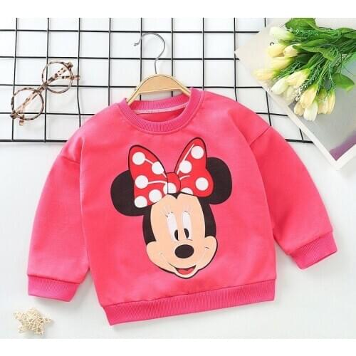 Disney Cartoon Sweatshirt for Kids Spring Autumn Childrens Sweater Long-Sleeve T Shirt Mickey Minnie Donald Duck Clothes Birthd