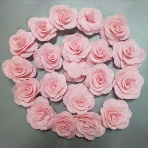 New Hot 200Pieces/Bag Pink Rose Handmade 3.5cm Fabric Rose Cotton Cloth Flowers Hand DIY Wedding Bouquet Flower Hair Accessories