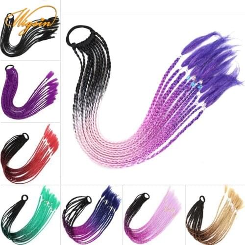 WIGSIN Elastic Rubber Band Hair Ponytail Girls Braided Box Colored Rope Headdress Kids Hair Extensions Accessories Wig 1pcs