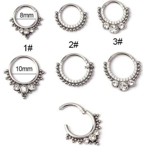 1piece Hoop Septum Nose Piercing Clicker 16gauge Stainless Steel with Zricon