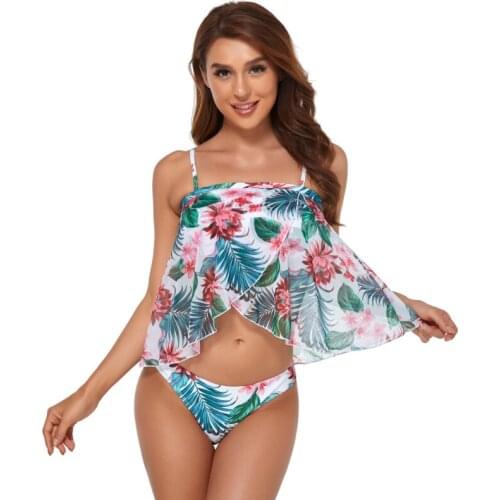 Three-piece Bikini Set Floral Print Women Swimwear 2021 Female Sexy Beachwear Low-rise Swimsuit Ladies Beach Bathing Suit