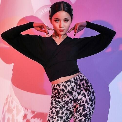 Latin Dance Costumes Practice Clothes WomenS New Long-Sleeved Shirt Adult Professional Latin Dance Performance Clothes SL4393