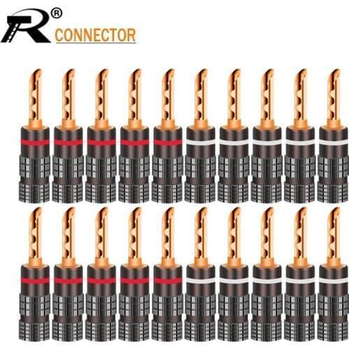 Russian hotsale 10pairs black&red Banana plug 24K Gold Plated Copper BFA 4mm Banana connector Male Speaker plug 20pcs