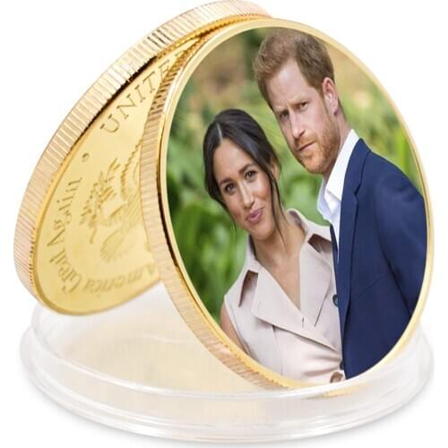Challenge Coin Prince William and His Wife Gold Plated Art Ornament Business Coin Home Decor Collection Art Ornament