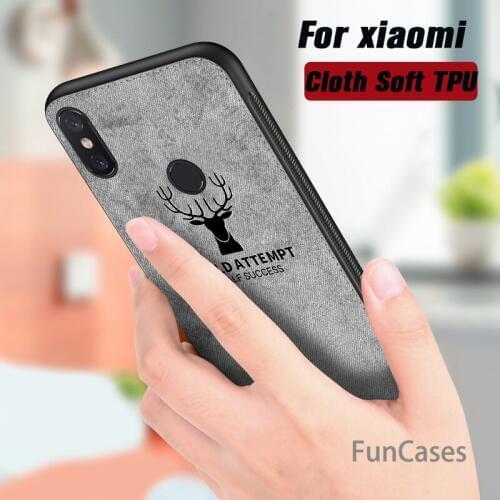 Soft TPU edge Canvas Embossed Deer Phone Case For Xiaomi pocophone poco f1 mi8 mi 8 mi6 mi5 6 5 max 3 2 f1 Case Soft Cloth Cover