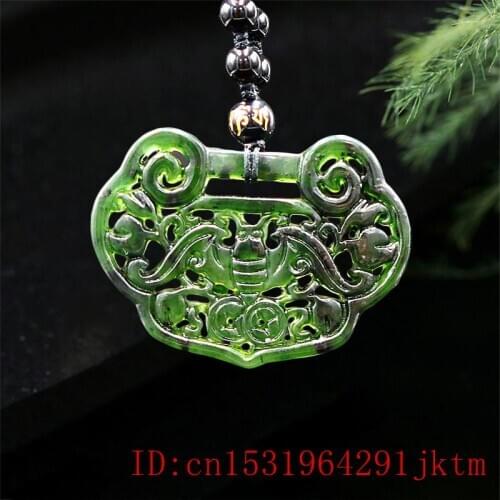 Jade Bat Pendant Necklace Carved Jewellery Natural Charm Black Green Amulet Fashion Gifts Chinese