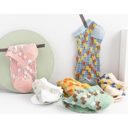 1 Pair New Spring Autumn Women Cute Breathable Socks Cotton Plaid Socks Harajuku Cute Female Casual Soft Socks Girl Ankle Socks