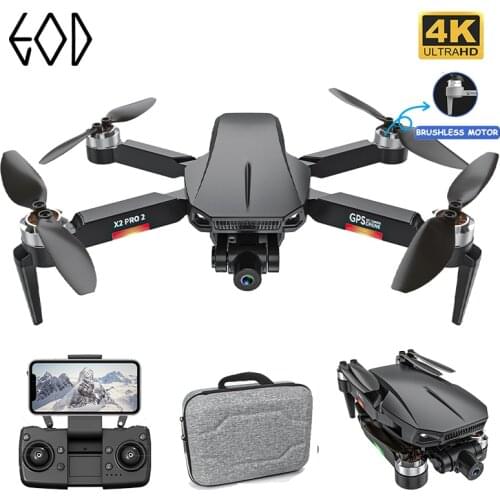 2021 New X2 Pro2 RC GPS Drone 4K 1080P Dual Camera Mechanical 2-Axis Gimbal Dual Camera 5G WIFI Brushless Foldable Quadcopter