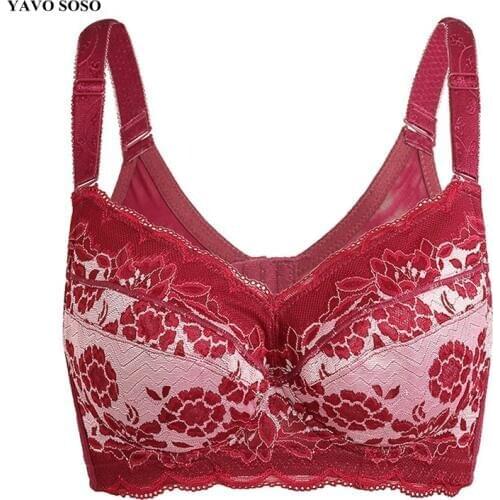 YAVO SOSO New Arrival Oversized Plus Size 48FGH 110FGH lace underwear women sexy big size bra gather adjustable bras