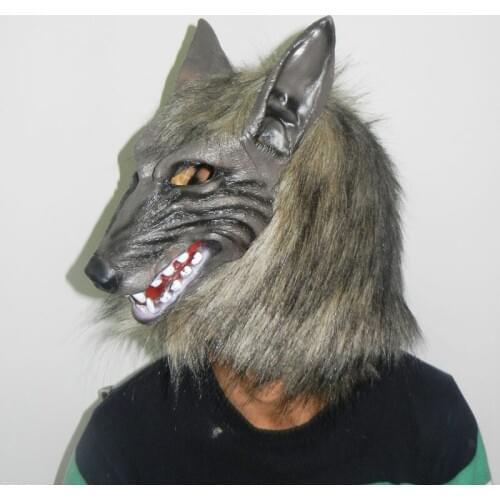 Wholesale Animal Werewolf Cosplay Props Party Fancy Dress Scary Gray Wolf Head Masks Realistic Halloween Adult Latex Mask