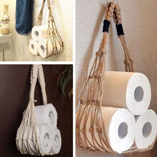 Roll Paper Net Organizer Tissue Sundries Net Holder Kitchen Toilet Storage Net Paper Holders Storage Bags Towel Paper Net Pocket