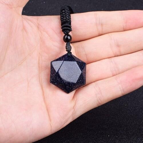 Blue Sand Hexagram Necklaces for Women Tiger Eye Crystal Nature Energy Stone Pendant Star of David Necklace Lucky Men Jewelry