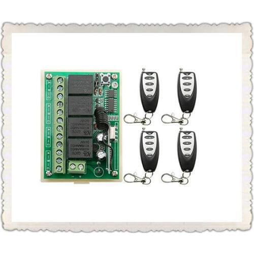 DC12V 4CH Remote Control Switch Automatic Door Operators Receiver 4 Transmitter Learning code Momentary Toggle Latched 315MHZ