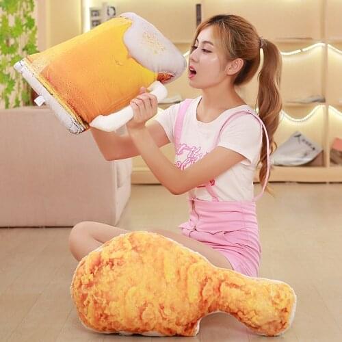 Beer Snack Food Pillows Plush Decor Pillow Simulated Tiramisu Cake Coffee Creative Girls Boys Sofa Throw Pillow Bread Plush
