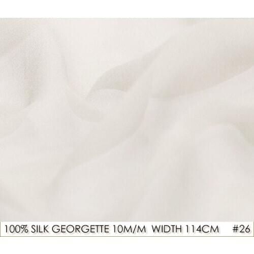 100% SILK GEORGETTE 10mm Width45"-114cm Pure Silk Wedding Dress Head Scarf Silk Chiffon Fabric Natural White