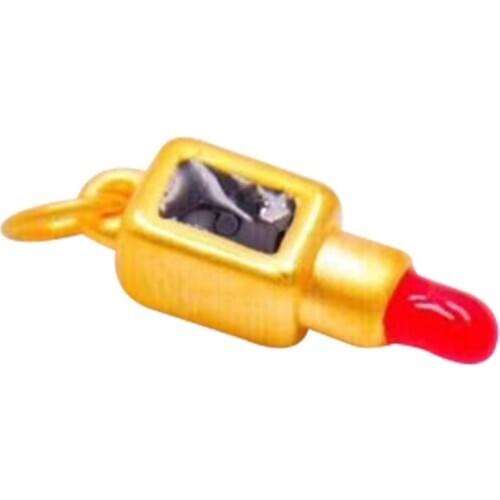24K Yellow Gold Pendant Pure 3D Yellow Gold New Design Lipstick Necklace Pendant P6212
