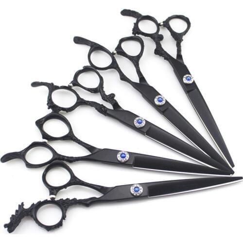 Professional Japan 440c 7 inch Black Dragon Pet dog grooming hair scissors dog Cutting Barber pet shears Hairdressing Scissors