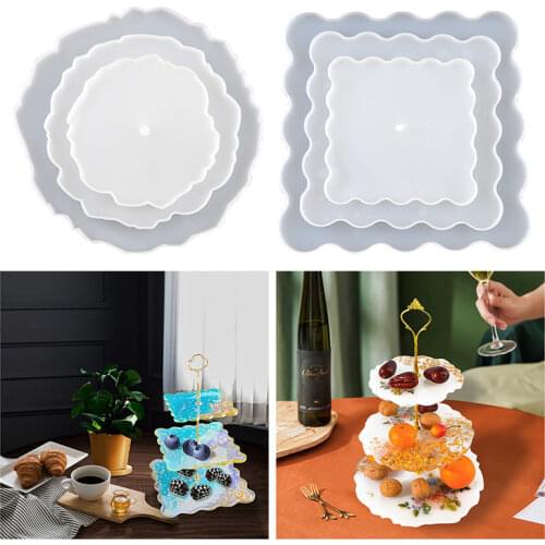 DIY Crystal Silicone Mold Three-layer Fruit Plate Tea Plate Epoxy Resin Mold Cup pad Mould For Resin Art Home Decoration