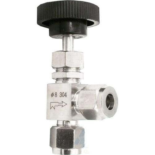 Adjustable Right angle needle 6 8 10 12mm 1/8 1/4 3/8 inch hard tube SS304 Flow Control shut off crane needle valve