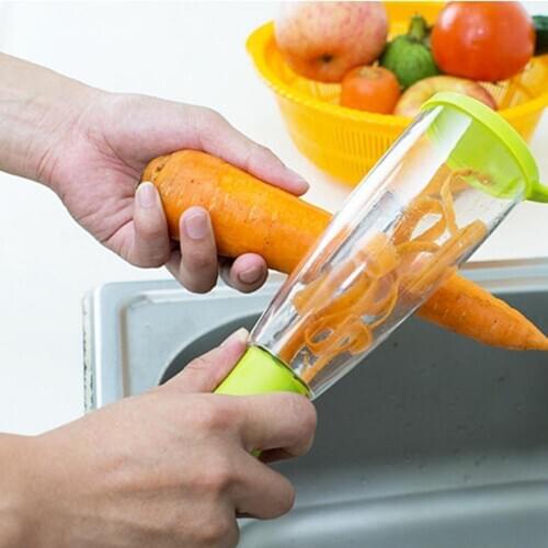 ABS Fruit Vegetable Handheld Peeler Home Multifunctional Kitchen Tool with Storage Tube Creative Gadget Kitchen Accessories
