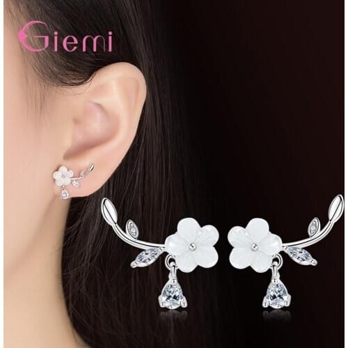 New Arrival 925 Sterling Silver Stud Earrings Austrian Crystal Trendy Flower Shape Lovers' Best Gift For Party Anniversary