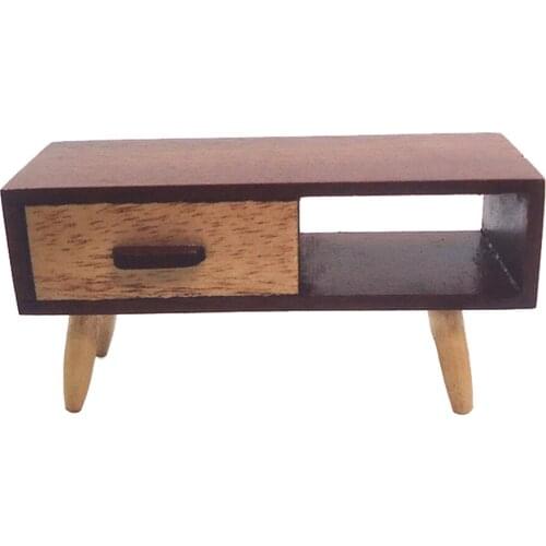 TV Cabinet Dollhouse Furniture 1:12 Miniature Model Wooden Storage Dollhouse Decoration Accessories with Drawers