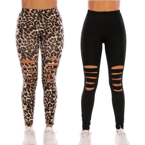 Leopard Print Pants Womens Unique Sports Tights Exercise Fitness Running Tights Sexy Push-Ups Workout Clothes Stretch Black Hol