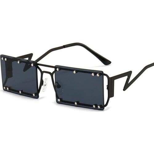 Hip Hop Rivet Big Sunglasses Women Hollow out Shades Sun Glasses Metal Irregular Legs Frame Personality Dance Party Eyeglasses