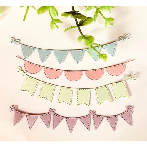 Triangle Circle banners Metal Cutting Dies Scrapbooking Dies Cuts Stencils for DIY Album Paper Card Decorative Craft New 2019