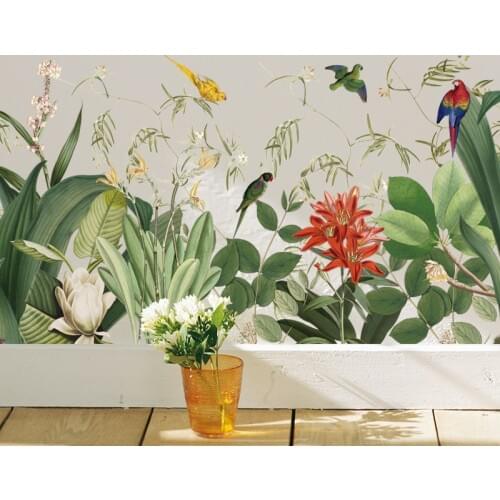 Tropical plant art retro baseboard corner decoration wallpaper self-adhesive green leaf background wall